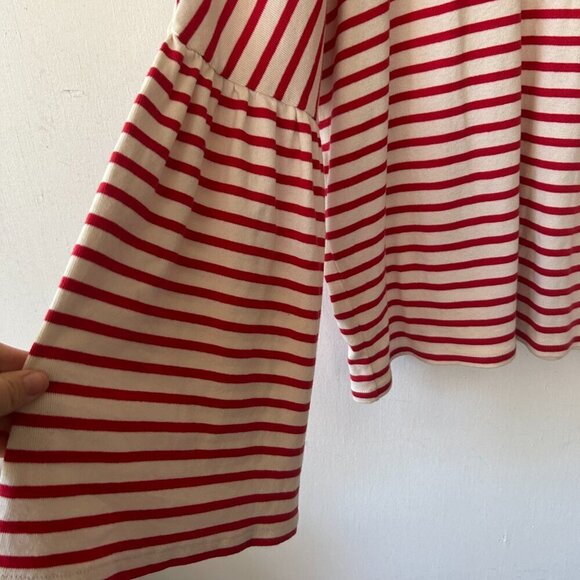 J.Crew Striped Sweater Womens XL Red White Flare Sleeves Boatneck Holiday - Picture 2 of 10